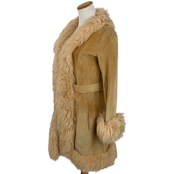 Vtg 60s Leather & Afghan Penny Lane Coat | Free People Boho Indie Luxe Grunge S - Picture 13 of 13